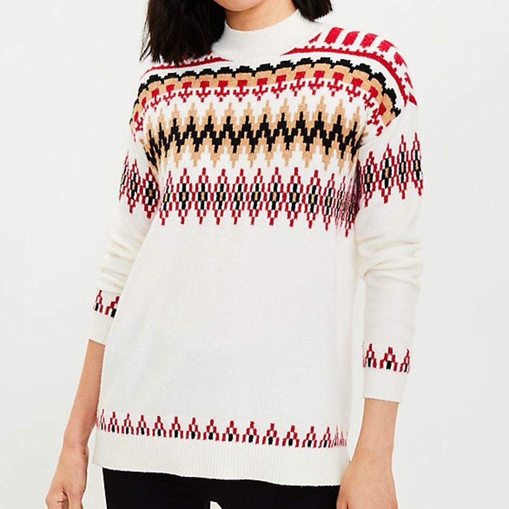 Loft Fair Isle‎ Mock Neck Tunic Sweater
